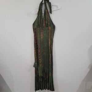 Y2K Babydoll Dress Womens Size Small Green Brown Fairy Grunge Goblincore Tie Dye